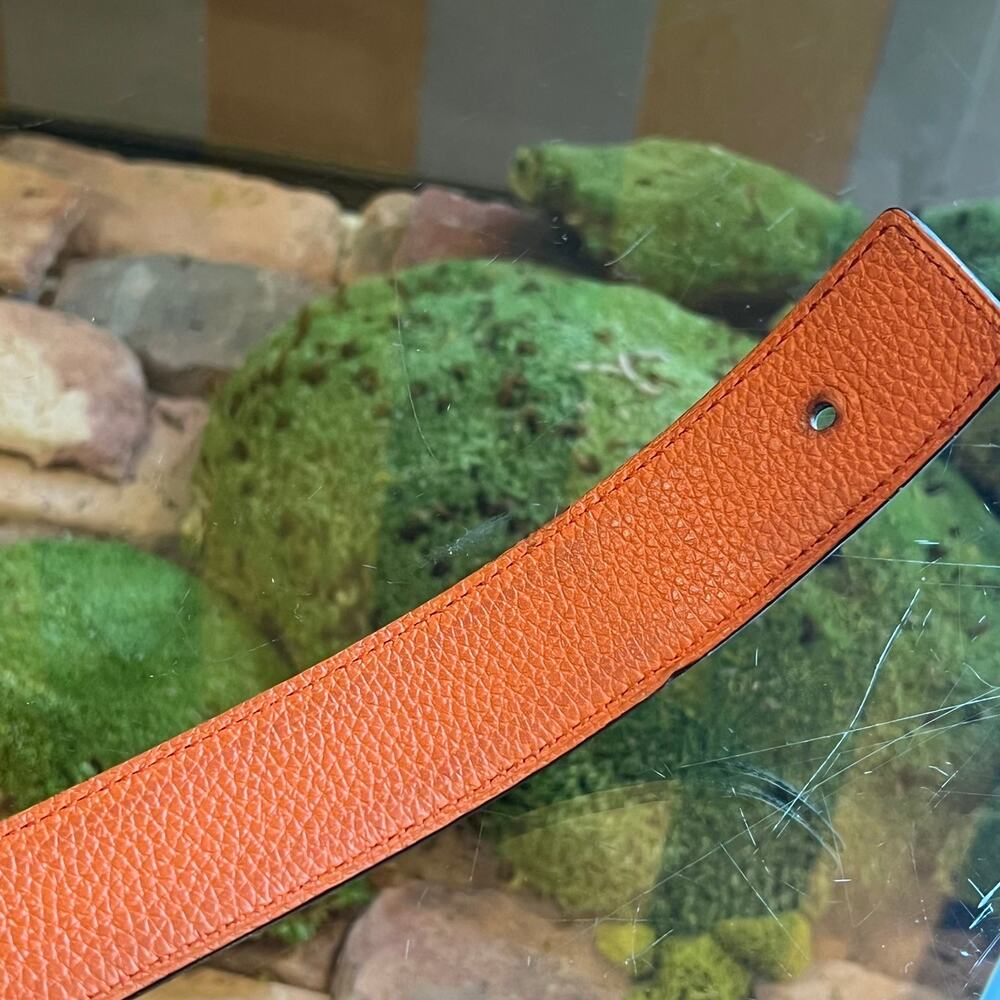HERMES Black Box Calfskin & Orange Togo Calfskin Reversible Belt Kit Sz 100 - Picture 6 of 8